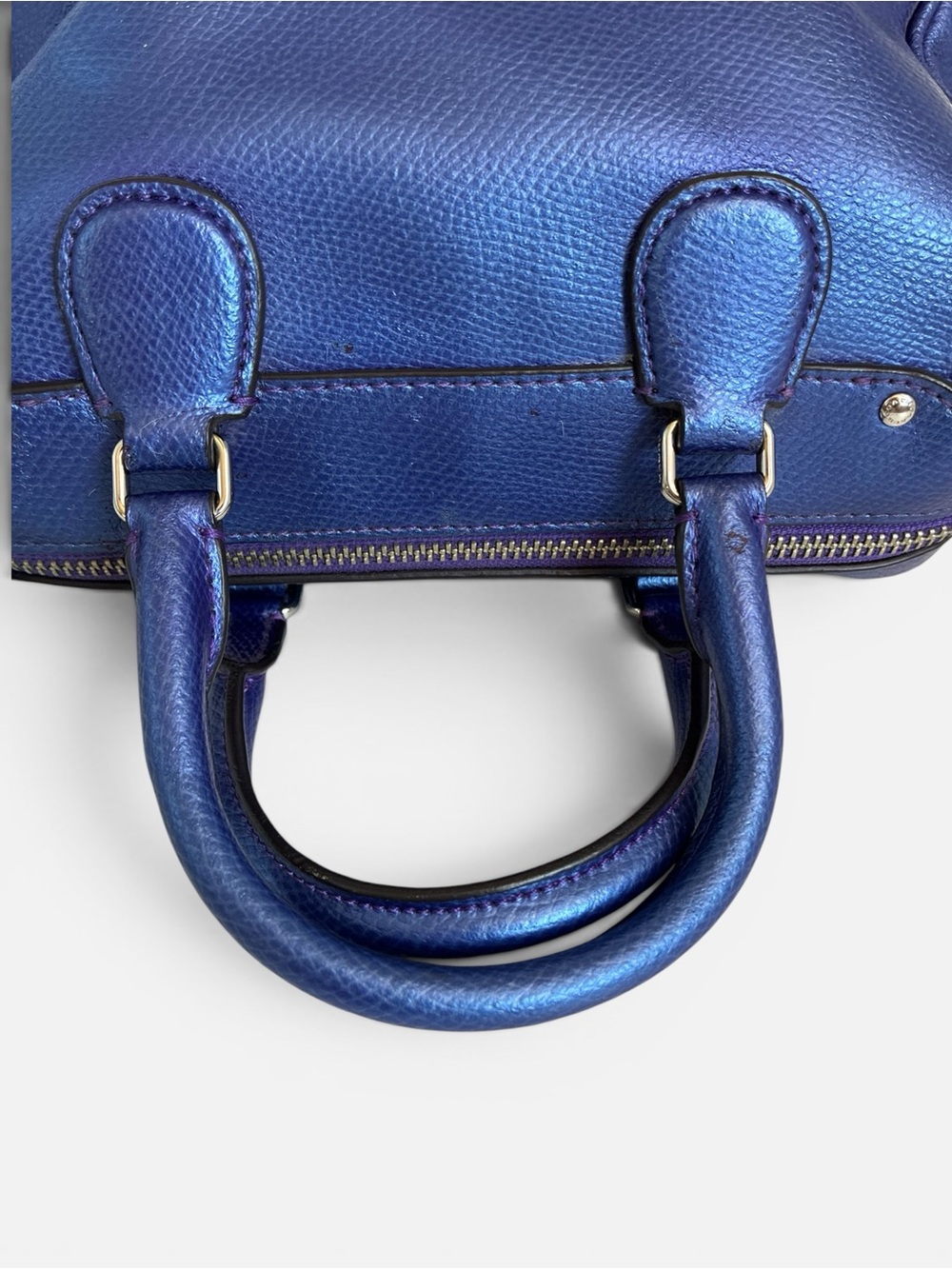 Coach Metallic Indigo Leather Satchel with Detachable Strap - Picture 8 of 11